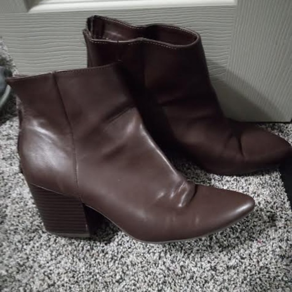 Dark Brown Ankle Boots with 2.5 inch Chunky Heel